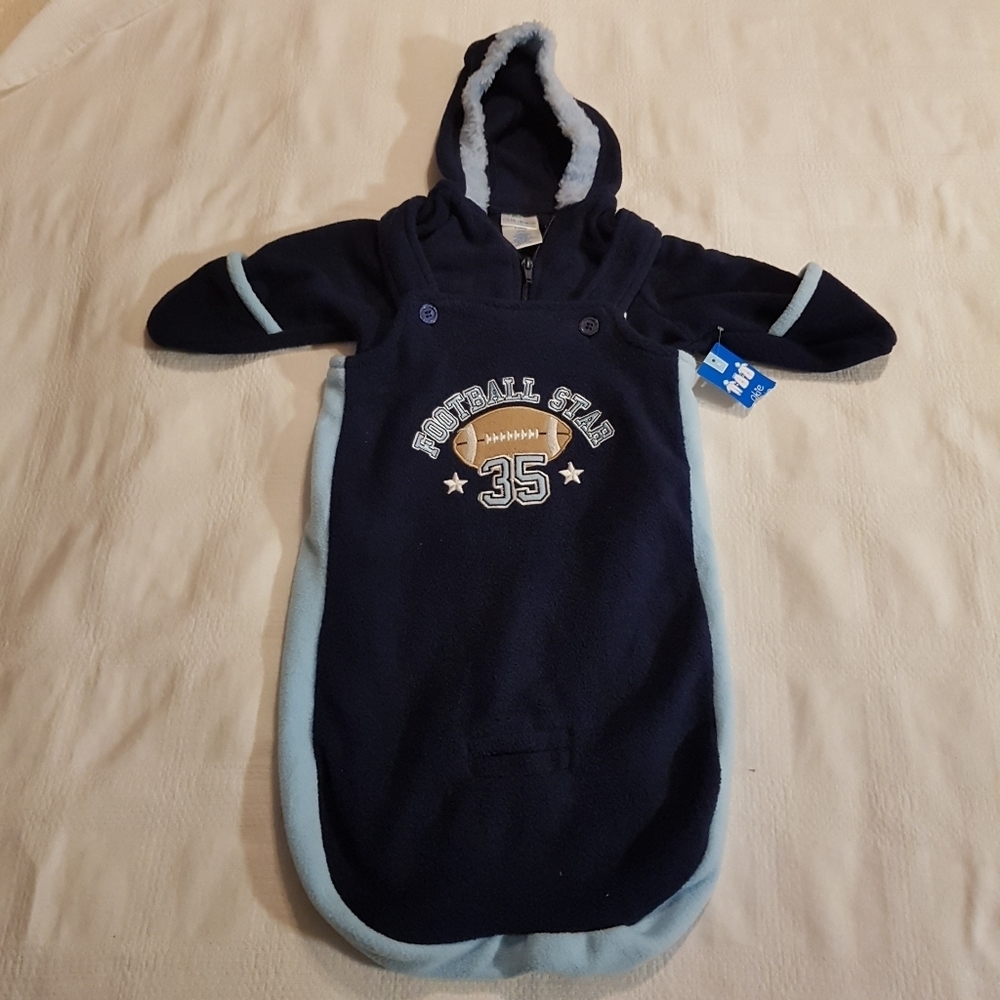 Okie Dokie boys 6 months 2 piece bunting fleece 2 piece football design NEW